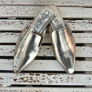 Calvin Klein gold mules size 10